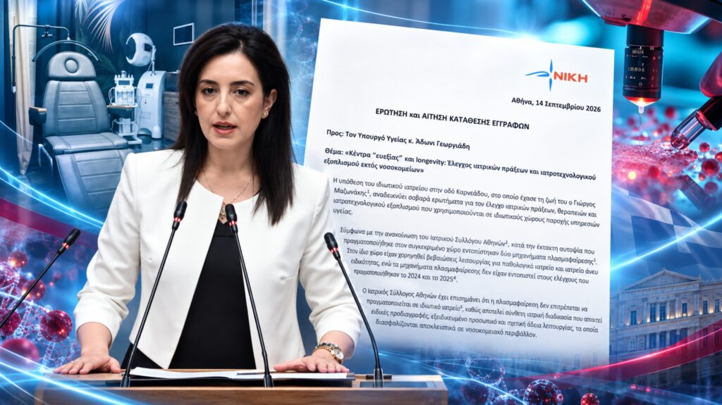Ερώτηση της ΝΙΚΗΣ για τους ελέγχους σε ιδιωτικά «κέντρα ευεξίας»