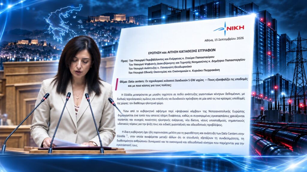 Ερωτήματα στη Βουλή για το κόστος και τις υποδομές των data centers στην Ελλάδα
