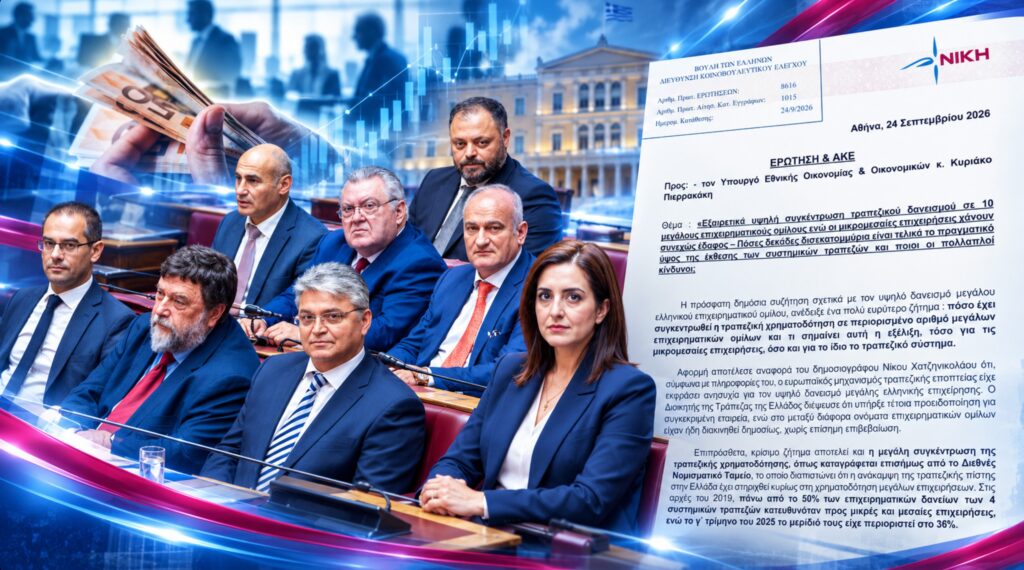 Στη Βουλή η συγκέντρωση τραπεζικού δανεισμού σε 10 μεγάλους ομίλους
