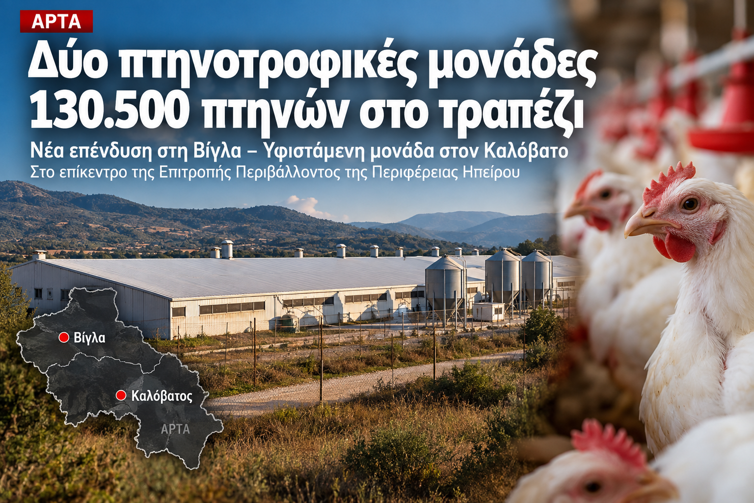 Άρτα: Δύο πτηνοτροφικές μονάδες 130.500 πτηνών στο τραπέζι – Νέα επένδυση στη Βίγλα